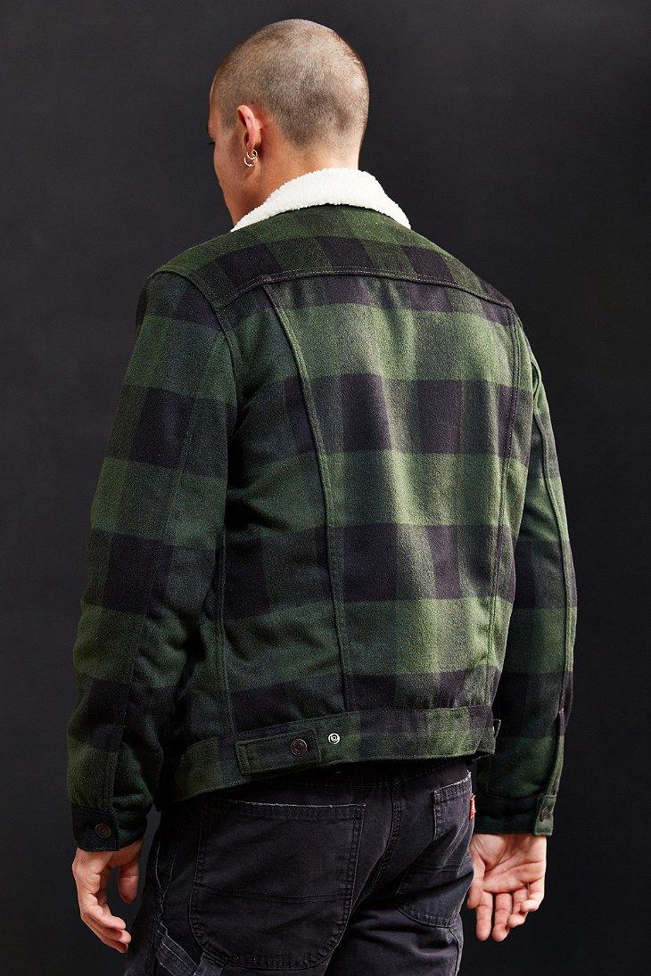 levi's buffalo plaid flannel sherpa trucker jacket